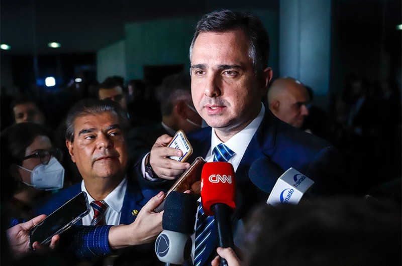 Em entrevista à imprensa após reunião com a Frente Parlamentar da Agropecuária, o presidente do Senado, Rodrigo Pacheco, disse que os projetos seguirão a sua tramitação no Senado - Pedro Gontijo/Senado Federal
