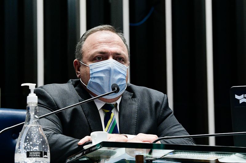 Pazuello em sessão de debate no Senado sobre falta de vacinas, em fevereiro - Pedro França/Agência Senado
