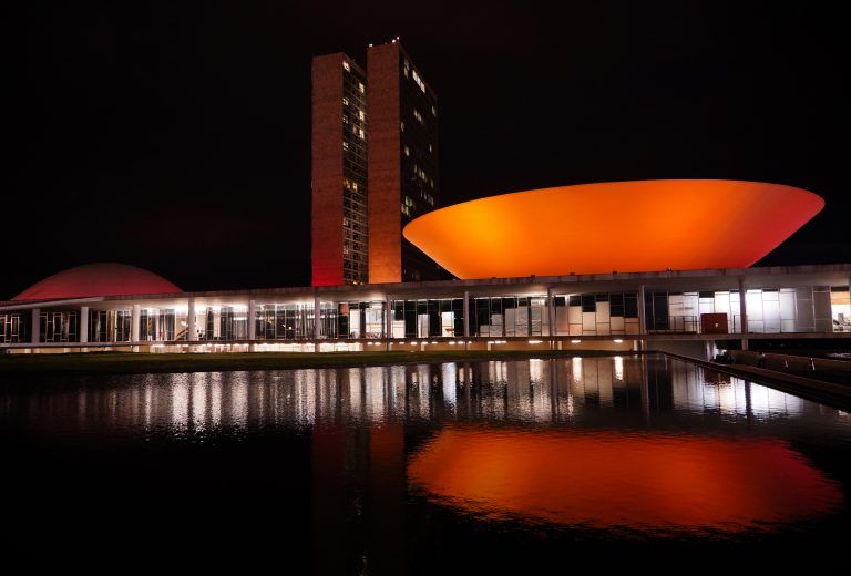 Congresso se ilumina em apoio a campanhas de conscientização - (Foto: Pablo Valadares/Câmara dos Deputados)