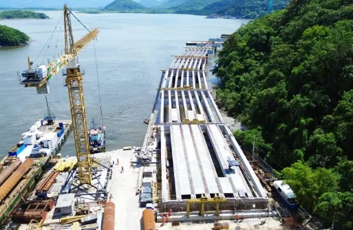 Com base das torres do trecho estaiado concluída, obra da Ponte de Guaratuba chega a 44% -Foto: Consórcio Supervisor Ponte de Guaratuba