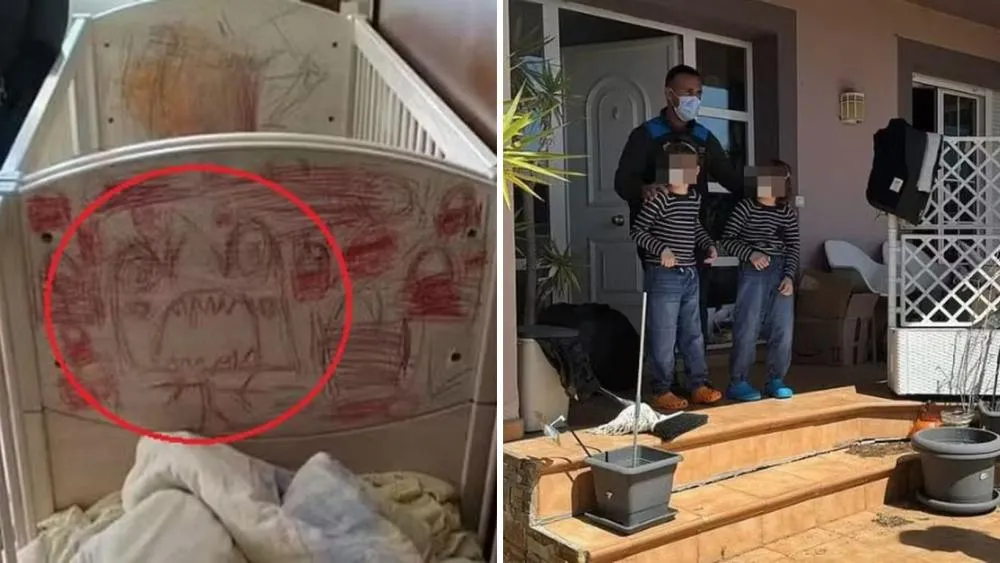 Irmãos isolados do mundo por mais de três anos fizeram desenhos assustadores durante o cativeiro — Foto: Reprodução/Polícia Nacional da Espanha