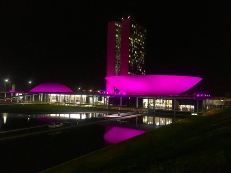 Todos os anos Câmara e Senado ganham iluminação especial durante o Outubro Rosa - (Foto: Samuel de Souza/Câmara dos Deputados)
